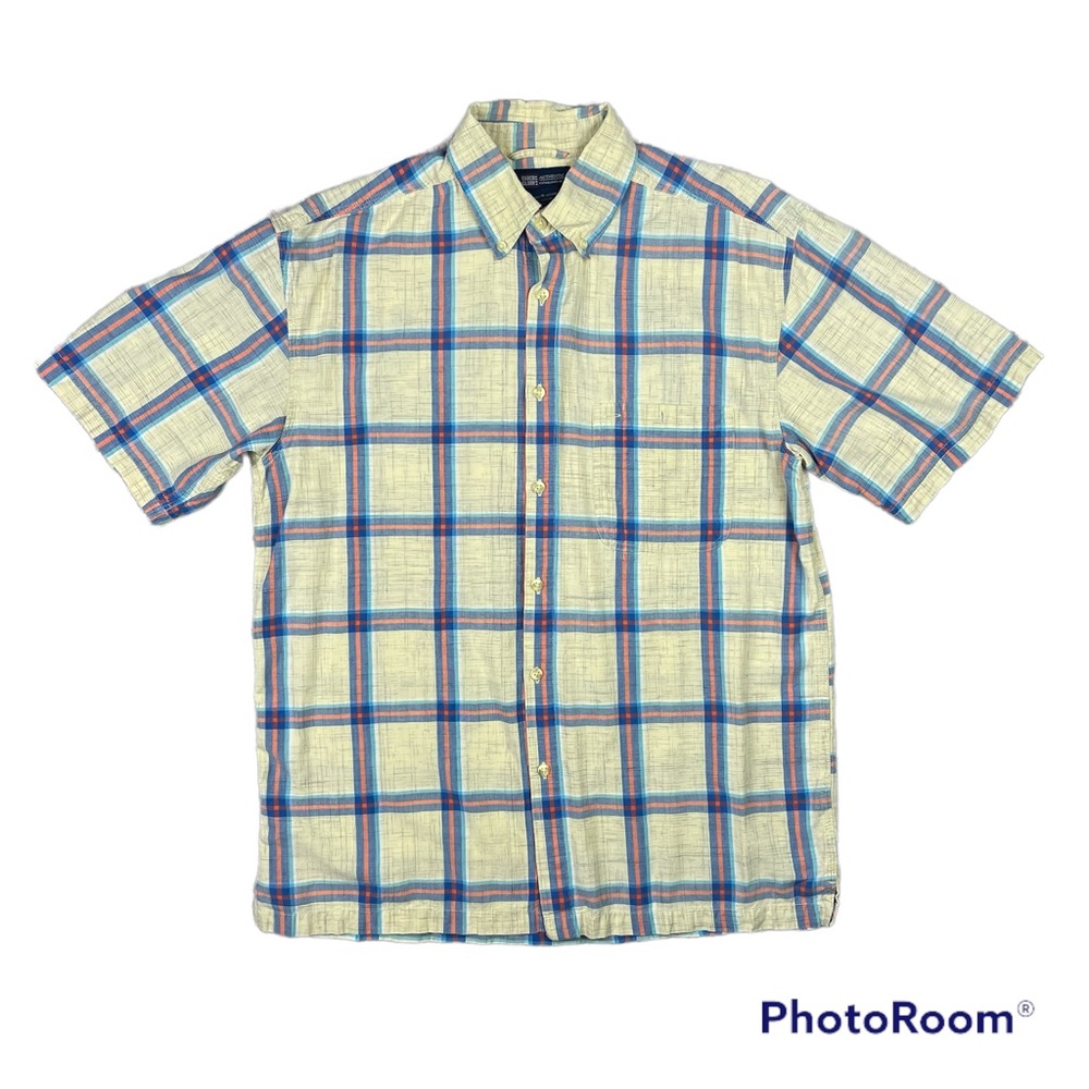 Faded Glory Authentic Men Med Yellow 100% Cotton Short Sleeve Button Up Shirt